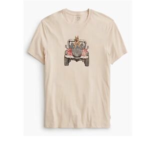 J. Crew Factory cg743 Beige Jeep and German Shephard Tshirt- Flaw size M